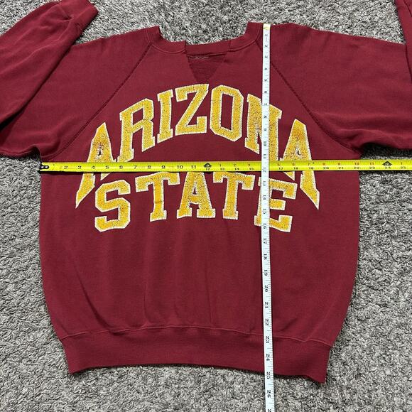 Vintage Thrashed Sweatshirt Arizona State Crewneck Pullover 80s 90s Red M/L - Picture 5 of 10